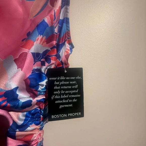 NWT Boston Proper Ruched Sleeveless Floral Maxi Dress Pink Size 10 - Picture 6 of 7